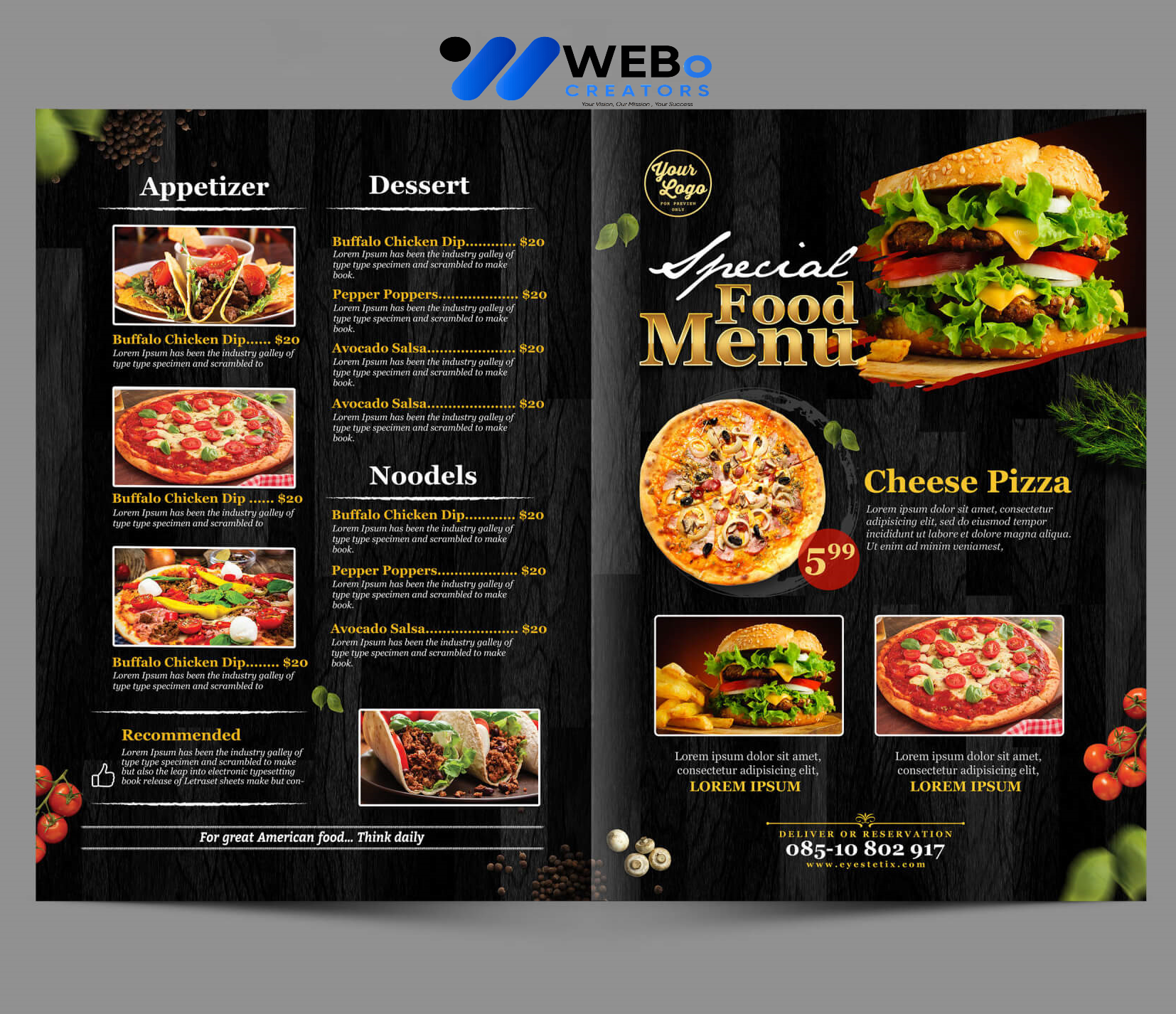 Modern restaurant menu design Riyadh 2026 café menu layout food branding design services